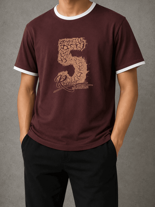 Men's Premium Printed Cotton T-Shirt Brown