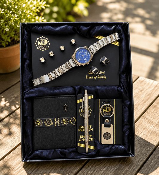Men's Premium Gift Box with Wallet Watch Pen and Keychain