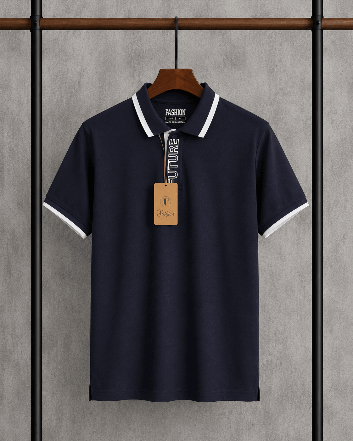 Men's Premium Contrast Collar Polo Shirt Navy