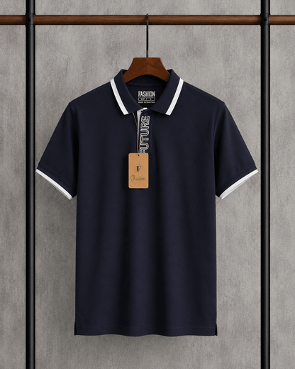 Men's Premium Contrast Collar Polo Shirt Navy