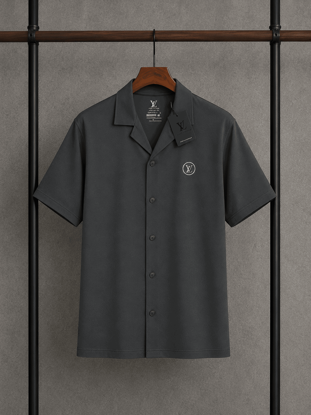 Men's Camp Collar Shirt Gray
