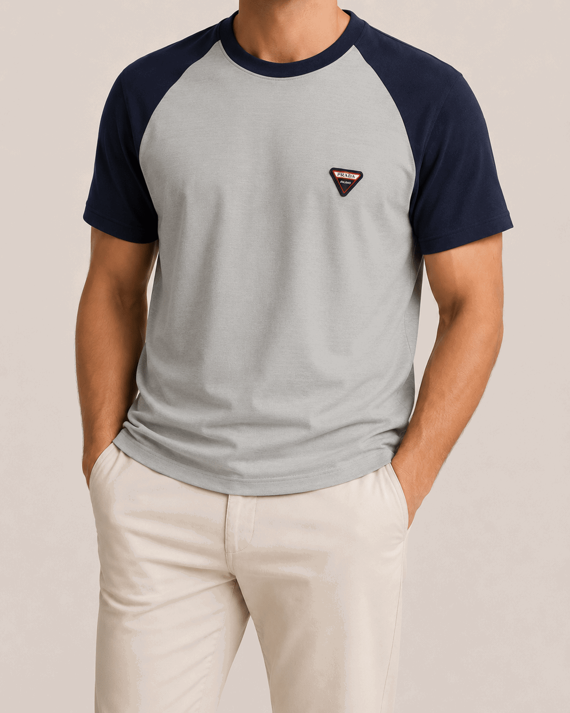 Men's Premium Raglan Sleeve Cotton T-Shirt Half White