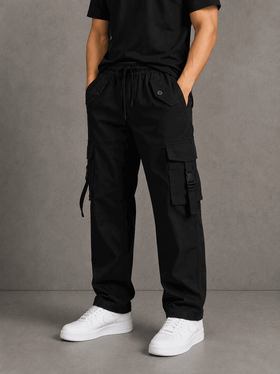 Men's Slim Fit Cargo Pants Black